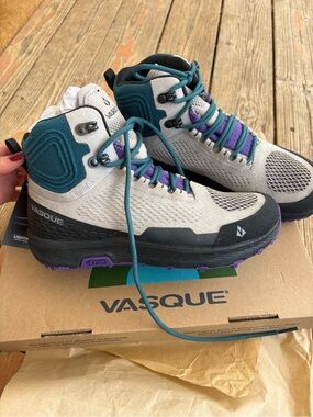 Vasque Mid-Top Hikers in Gray with Teal & Purple Accents